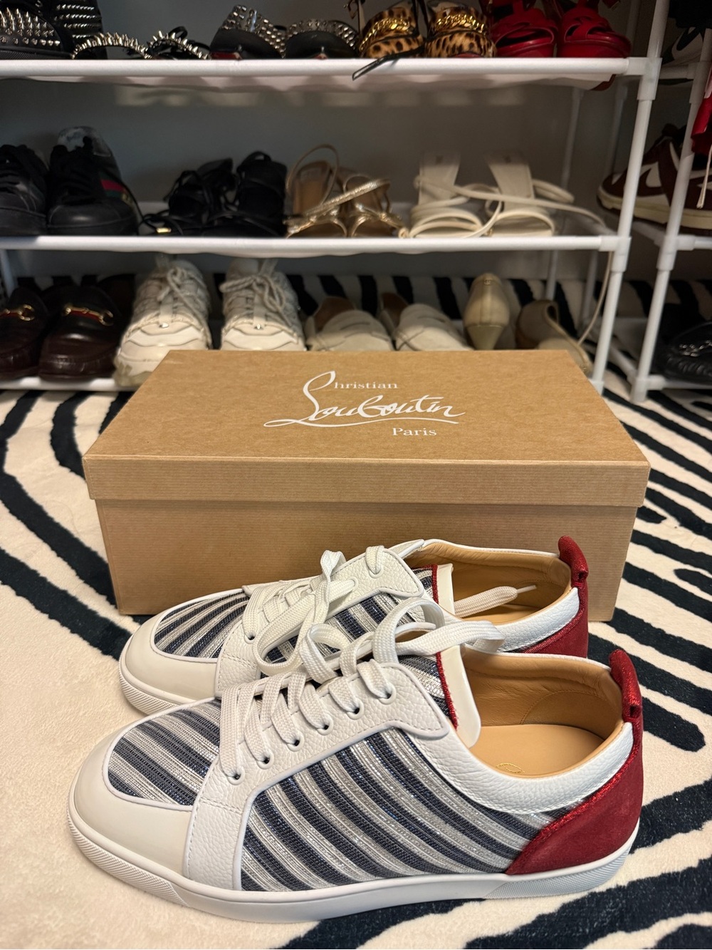Christian Louboutin Leather Striped Sneakers Size 43